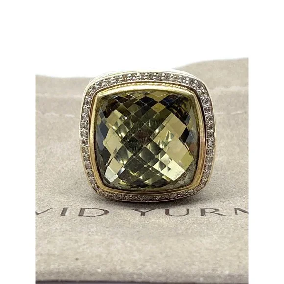 $3250 DAVID YURMAN 18K GOLD SS DIAMOND ALBION EXTRA LARGE LEMON QUARTZ R… - Picture 2 of 16